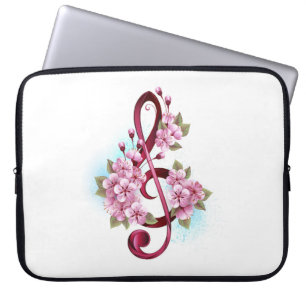 Capa Para Notebook Notas de clave de trecho musical com flores de Sak