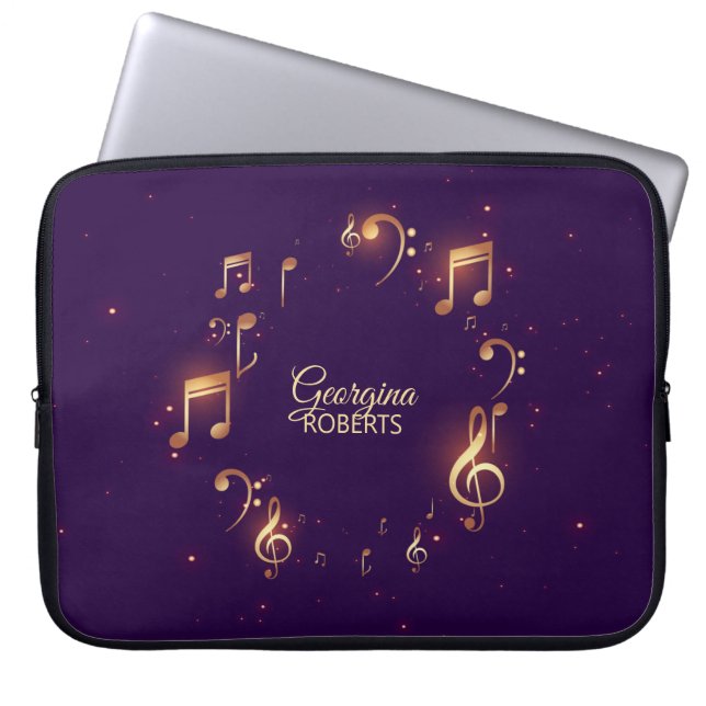 Capa Para Notebook Notas de música brilhantes e Bolsa de laptop de no (Frente)