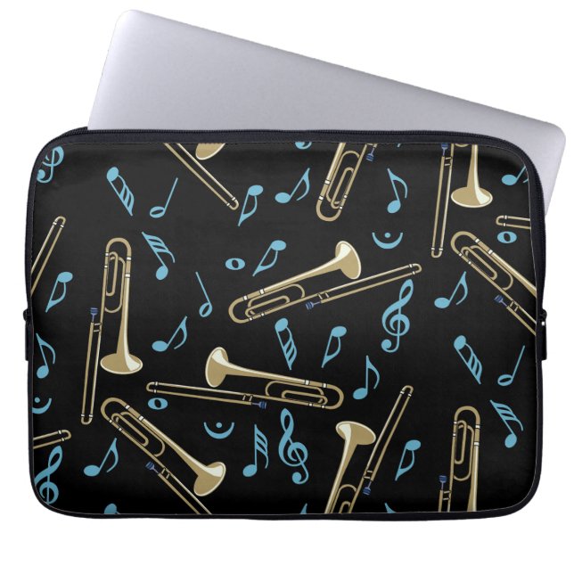 Capa Para Notebook Notas de Música Trombone (Frente)