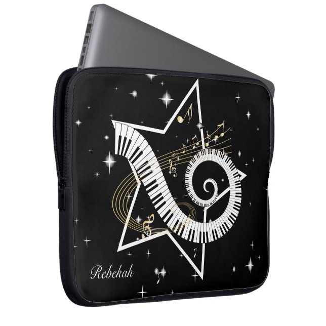 Capa Para Notebook Notas personalizadas do ouro Musical Star (Frente Esquerda)