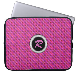Capa Para Notebook Notebook Púrpura cor-de-rosa Monograma 10 in Table