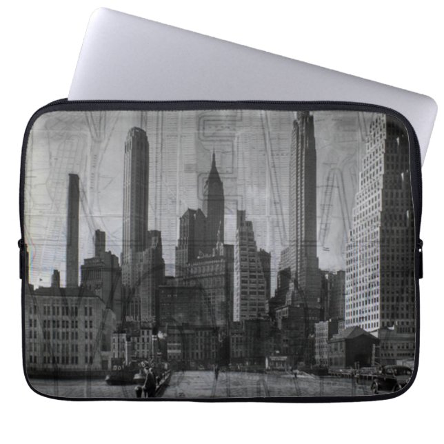 Capa Para Notebook Nova York Antiga em Preto e Branco (Frente)