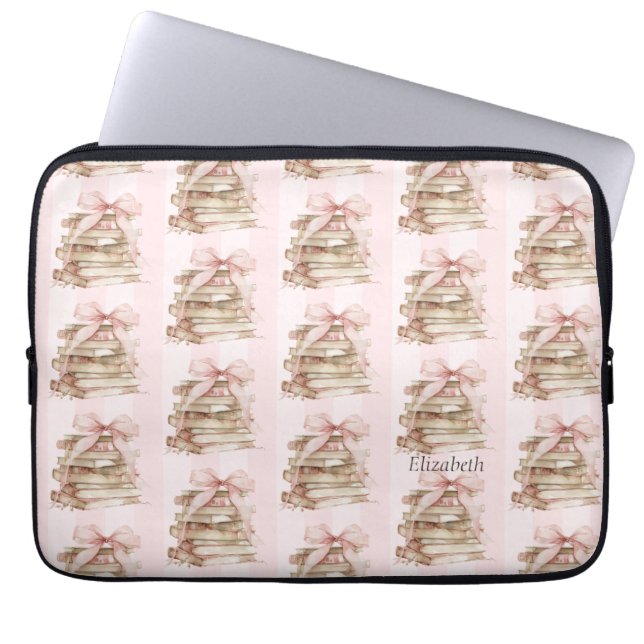 Capa Para Notebook Novo Capítulo Listras de Laço Rosa (Frente)