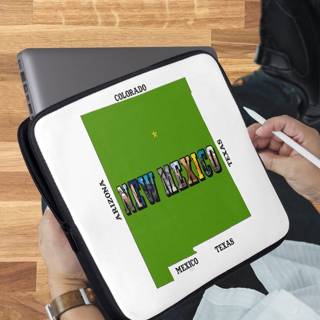 Capa Para Notebook Novo Texto de Foto do Mapa do México (New Mexico, USA Laptop Sleeve)