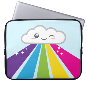 Capa Para Notebook Nuvem Kawaii e Bolsa de laptop Arco-Íris