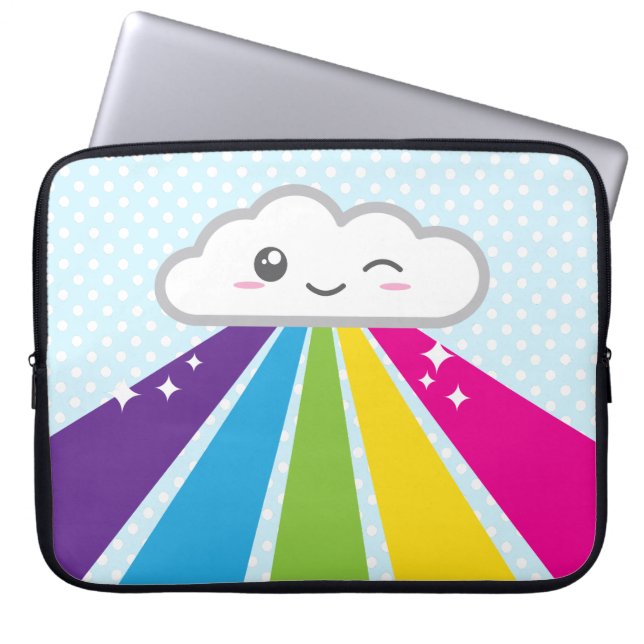 Capa Para Notebook Nuvem Kawaii e Bolsa de laptop Arco-Íris (Frente)