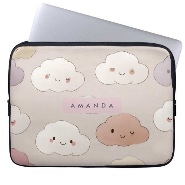 Capa Para Notebook Nuvens de Sorriso de Kawaii Cute Personalizadas (Frente)