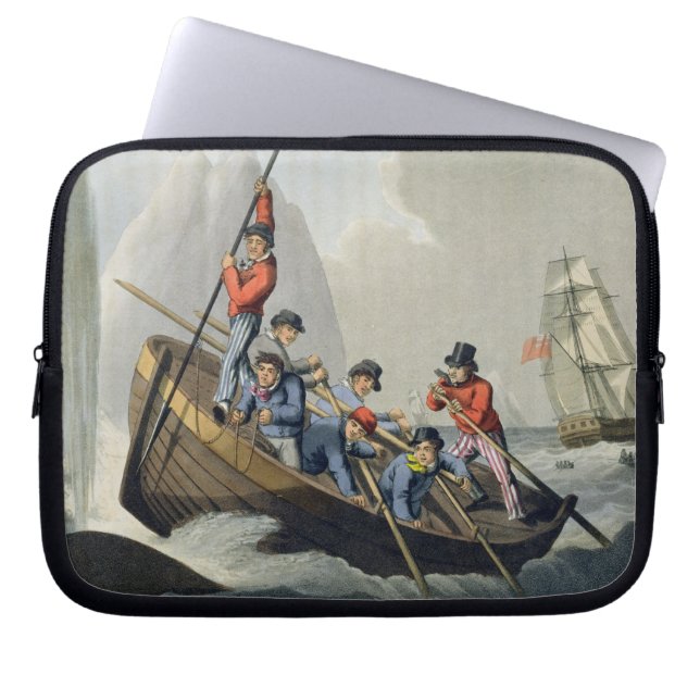 Capa Para Notebook O barco de um navio que ataca uma baleia, gravada (Frente)
