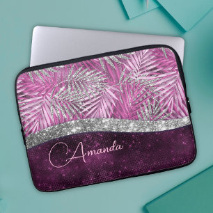 Capa Para Notebook O brilho prateado roxo, cor-de-rosa-menina, deixa