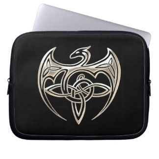 Capa Para Notebook O céltico Trine do dragão de prata e preto ata a