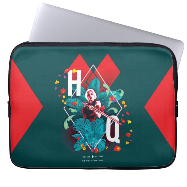 Capa Para Notebook O Esquadrão Suicida | Harley Quinn Floral Diamond (Frente)