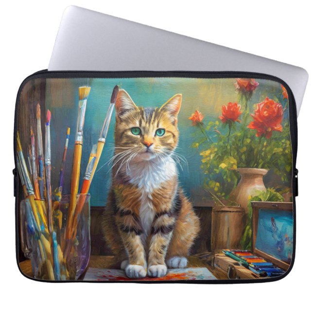 Capa Para Notebook O Gato Artístico (Frente)