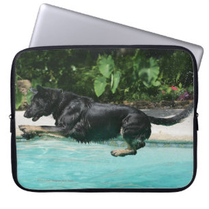 Capa Para Notebook O german shepherd que salta na água