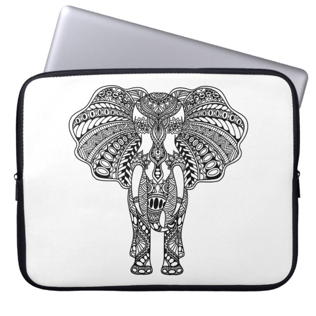 Capa Para Notebook O Henna Mehndi decorou o elefante indiano (Frente)