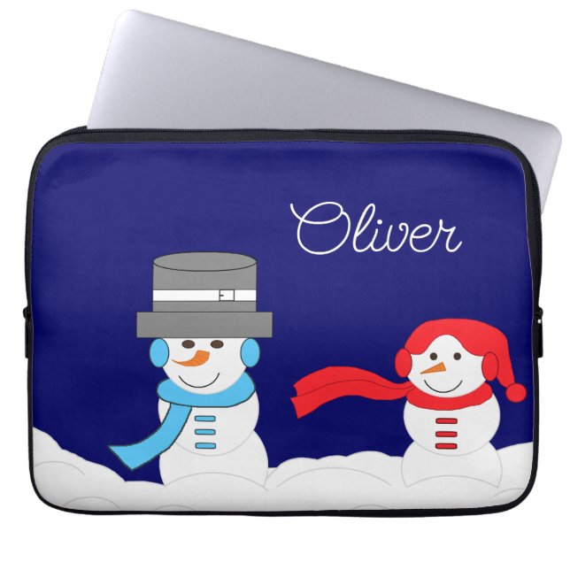 Capa Para Notebook O Inverno é Nevoso: Azul Escuro (Frente)