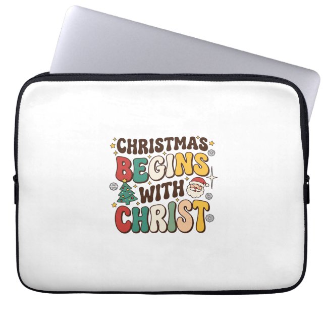 Capa Para Notebook O Natal Começa Com Cristo Design de Árvore de Nata (Frente)