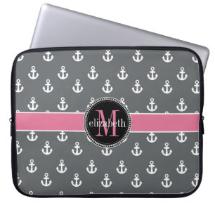 Capa Para Notebook O navio do rosa do branco cinzento da DK ancora o