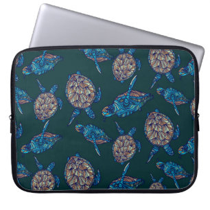 Capa Para Notebook O padrão perfeito da tartaruga sobre fundo escuro