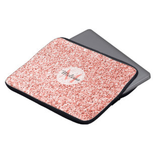 Capa Para Notebook O pastel cor-de-rosa brilha no monograma
