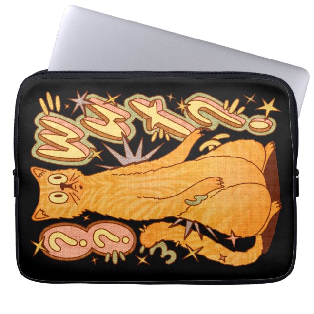 Capa Para Notebook O quê? / Uma Ilustração De Gato Laranja (Frente)