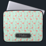 Capa Para Notebook O teste padrão bonito | cor-de-rosa e da hortelã<br><div class="desc">Este é um desenho de um pássaro do flamingo que seja feito em um teste padrão. O fundo é uma cor bonito da hortelã.  Há um quadro no design onde você pode ter seu nome imprimido.</div>