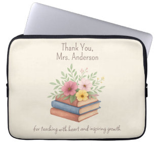 Capa Para Notebook Obrigado Professora - Manuais e Flores de Aquarela