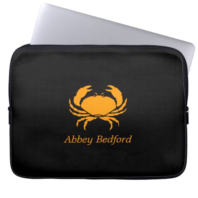 Capa Para Notebook Ocean Glow_Orange on Black Crab_personalized (Frente)