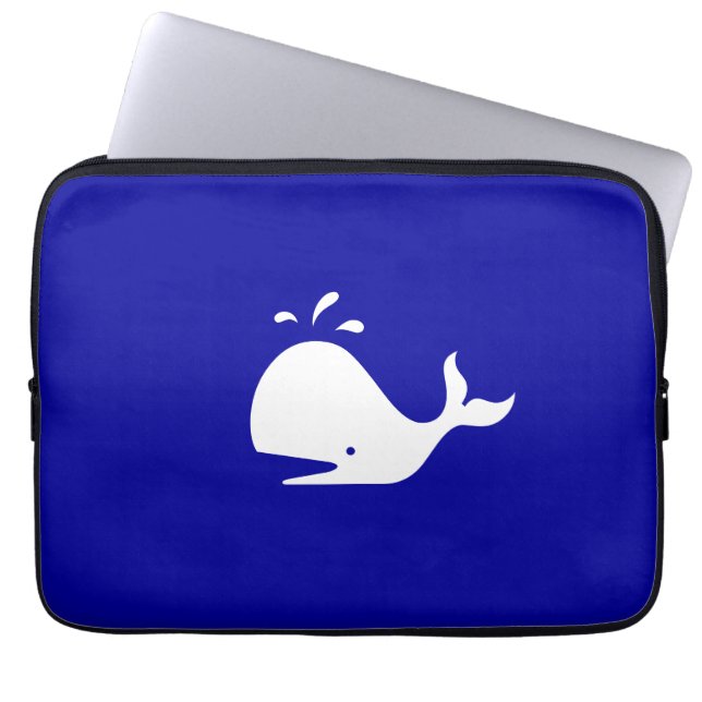 Capa Para Notebook Oceano Brilho_Branco-em-Azul Baleia (Frente)