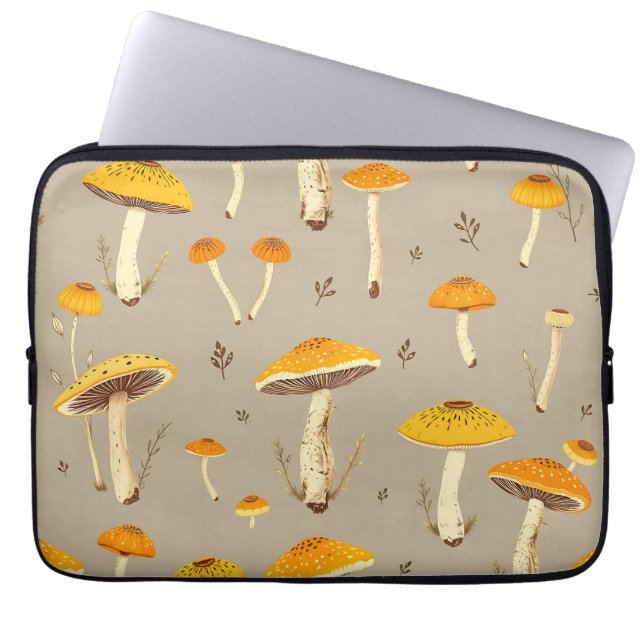Capa Para Notebook Ochre Yellow Mushroom Whimsical Woodland Botanical (Frente)