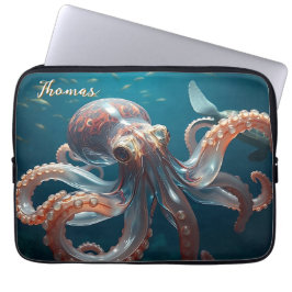 Capa Para Notebook Octopus de Glassas no Mar Profundo