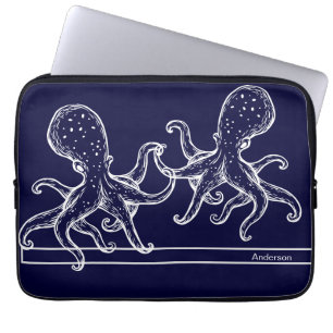 Capa Para Notebook Octopus Marinho azul do Oceano de Banheira Náutica
