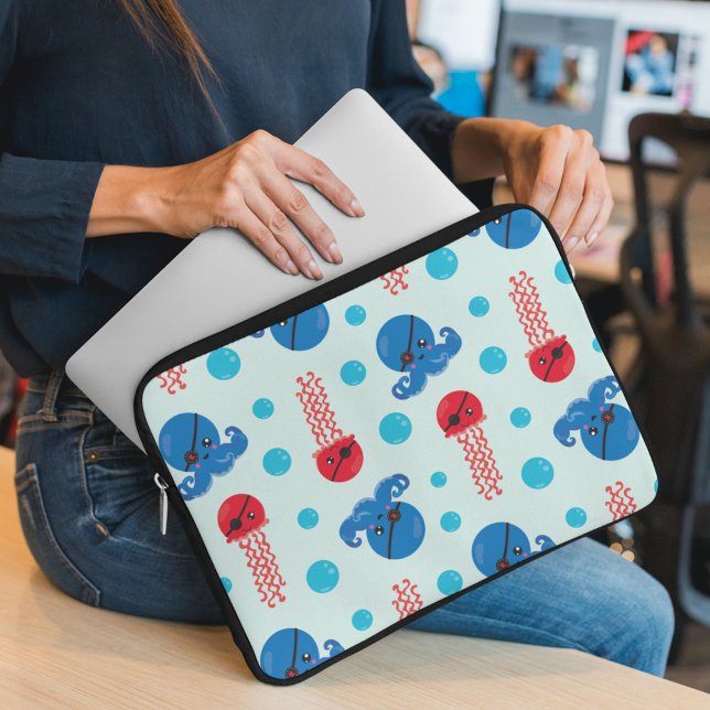 Capa Para Notebook Octopus Pirata, Jellyfish Pirata, Animais do Mar (Criador carregado)