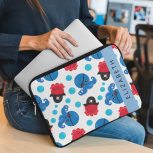 Capa Para Notebook Octopus Pirata, Padrão Octopus, Mar, Seu Nome