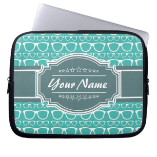 Capa Para Notebook Óculos de Geek Verde e Teal Personalizados