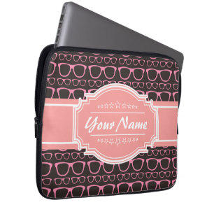Capa Para Notebook Óculos de Nerd Rosa Coral Personalizados