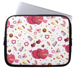 Capa Para Notebook Óculos de Sol Coração Rosa Vibrante & Tratamento M