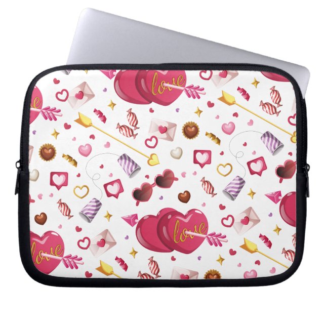 Capa Para Notebook Óculos de Sol Coração Rosa Vibrante & Tratamento M (Frente)