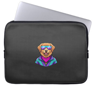 Capa Para Notebook Óculos de Sol de Cachorro Fofo Arte Neon Retro_1