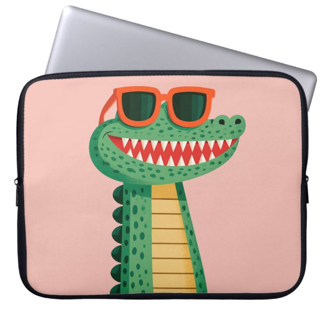 Capa Para Notebook Óculos de sol de crocodilo engraçados, animal de d (Frente)