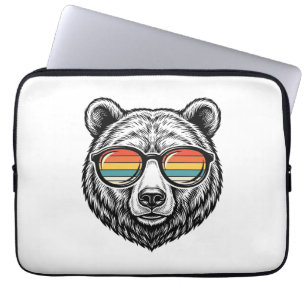 Capa Para Notebook Óculos de Sol de Urso Vintage Design Gráfico Vetor