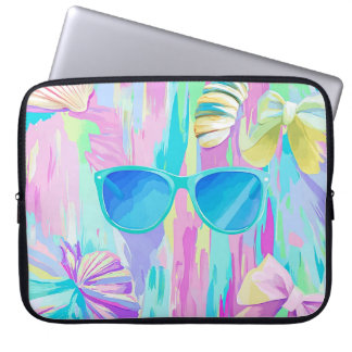 CAPA PARA NOTEBOOK ÓCULOS DE SOL E LAÇOS DE VERÃO VIVAMENTE COLORIDOS