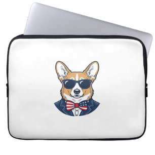 Capa Para Notebook Óculos de Sol Patrióticos de Corgi Arte Vetorial V