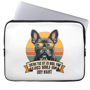 Capa Para Notebook Óculos de Sol Vintage Bulldog Francês Meu Trabalho