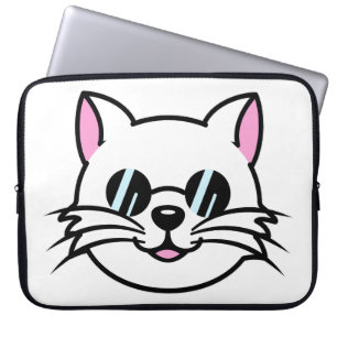 Capa Para Notebook Óculos Pretos Vestidos de Gatos Brancos / Óculos e