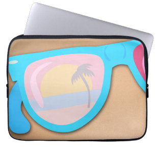 Capa Para Notebook Óculos Sunset Diversão Praia Retro Arte Leve