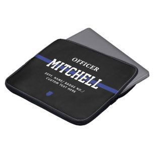 Capa Para Notebook Oficial de Polícia Personalizado Linha Azul Fino
