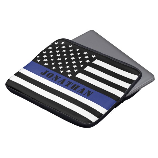 Capa Para Notebook Oficial de Polícia Thin Blue Line. (Frente Topo)