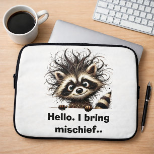 Capa Para Notebook Olá. Eu trago travessuras Guaxinim