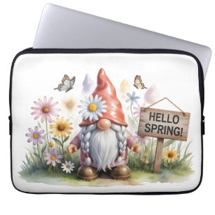 Capa Para Notebook Olá Gnomo do Jardim da Primavera: Gnomo Fofo com T