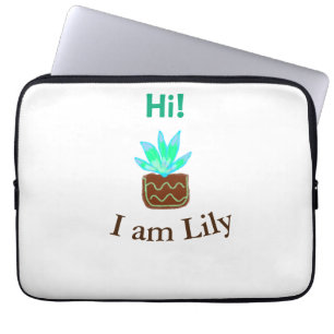 Capa Para Notebook Olá, sou Lily Cacto Suculto, adicione nome aquarel
